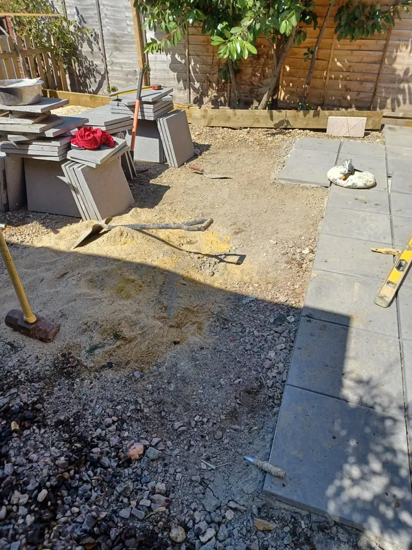Ground dug out and prepared before the paving went down